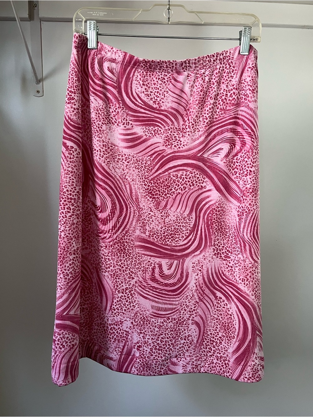 Kim&Co Pink Funky Wave & Leopard Print Midi Skirt Size XL - Picture 2 of 9